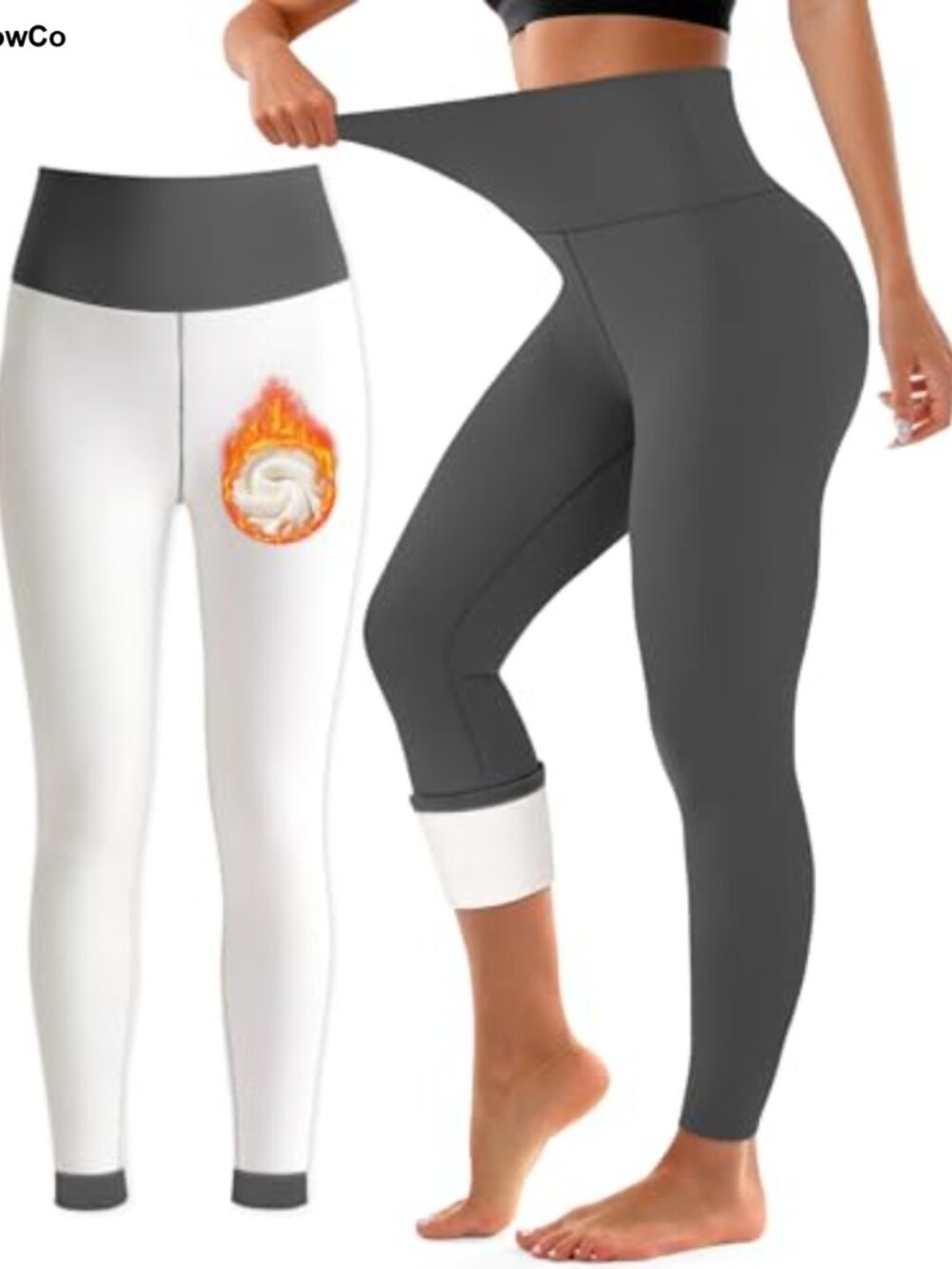 Fleece Lined Leggings for Women - High Waisted Tummy Control Thermal Winter